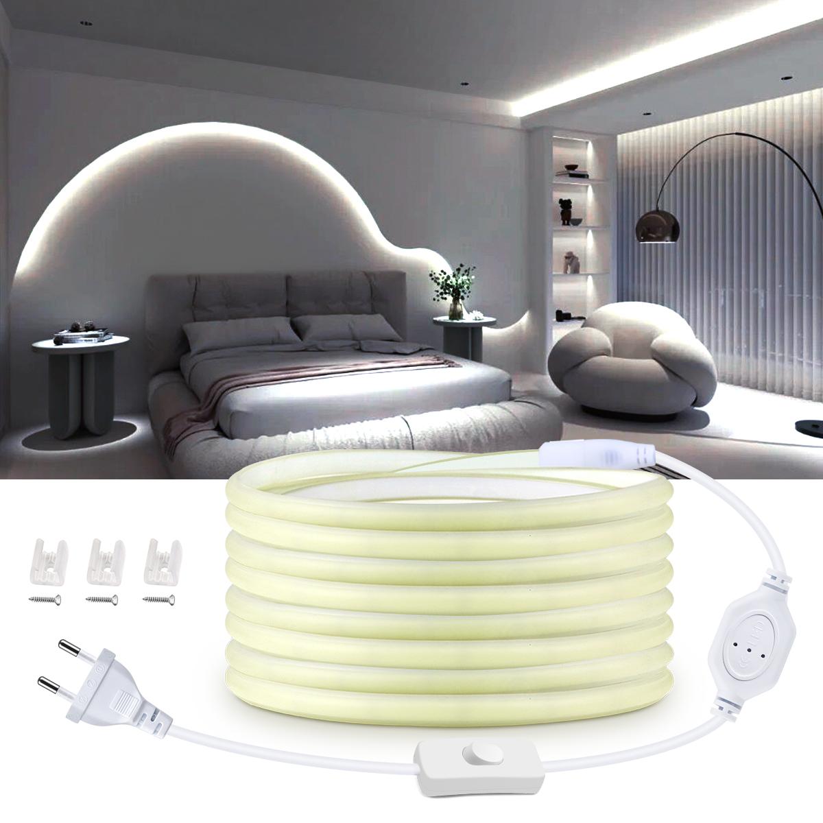 

Super Bright 220V COB LED Strip with Switch FOB Tape Ribbon EU Plug 35M 30M 25M 20M 15M 10M 5M LED Lights For Kitchen Room Decor 1M