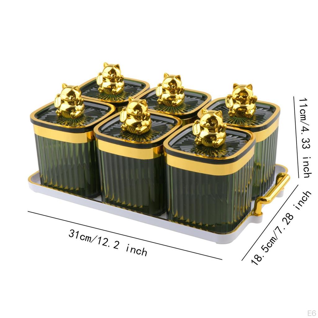 Lebensmittelaufbewahrungsgläser mit 6 Fächern, Tablett für Nüsse und Früchte enthalten