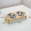 Elevated Small Toy Dog Cat Bowls Tilted Adjustable Puppy Feeder Stand with 2 Stainless Steel Bowls for Puppies Cats Accessories