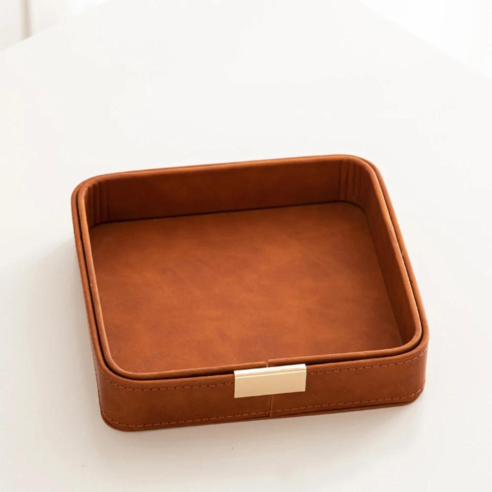 

Desktop Miscellaneous Items Sorting Box Leather Storage Tray Jewelry Tray Aromatherapy Entrance Key Storage Box помаранчевий