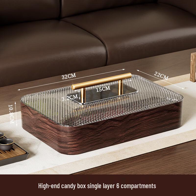 ZISIZ Retro Walnut 6-Grid Snack Box