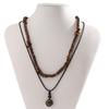 2Pcs Ethnic Layering Beaded Necklace Set Adjustable Leather Cord Jewelry With Natural Stones Holiday Gift For Adults