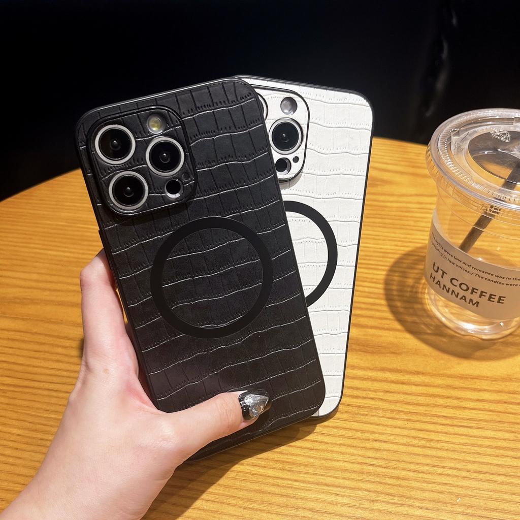 Jednoduché obchodní pouzdro se vzorem krokodýlí kůže s magnetickým přichycením Vhodné pro IPhone15promax Odolné proti pádu Pánské a dámské pouzdra na telefon IPhone 14
