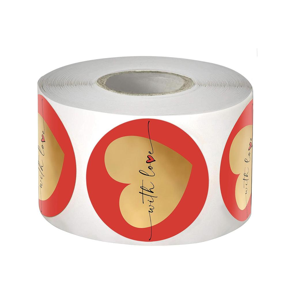 500Pcs Valentines Day Sticker 38mm Love Heart Sticker Self-Adhesive Wrapping Labels for Envelopes Case Valentines Card