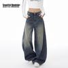 BEAUTIFUL WARDROBE Women's High-Waist Loose Wide-Leg Washed Denim Jeans