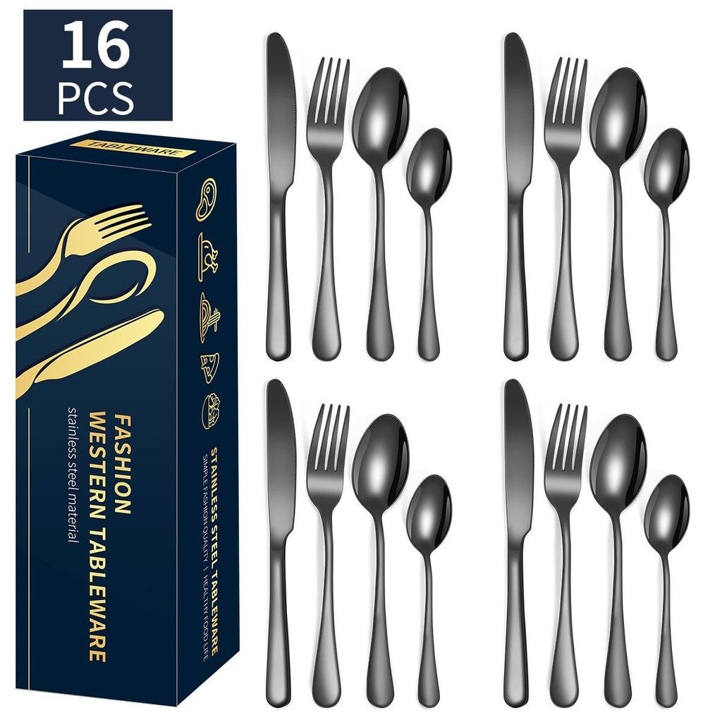 Popular 1010 Stainless Steel Tableware, Knife, Fork, Spoon Set, 24 Piece Set/16 Piece Set, Western Food Tableware Is Cheap