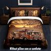 Fire Truck Theme Custom Text Or Name 3Pcs Bedding Set,1 Flat Sheet & 2 Pillowcases Personalized Home Bedding