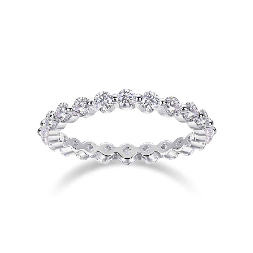 Factory Price Jewelry Thin Moissanite Rings Women Rhodium Plated Fine 925 Silver Rings Gemstone Eternity Rings