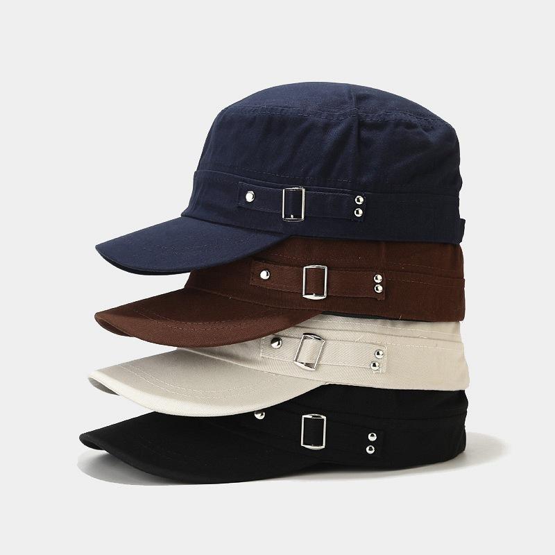 Yto Household Items Women's Solid Color Color Flat Top Military Cap Adjustable Outdoor Use Fisherman Hats Cadet Army Cap Vintage Army Hats Bone Man's Cap For Men