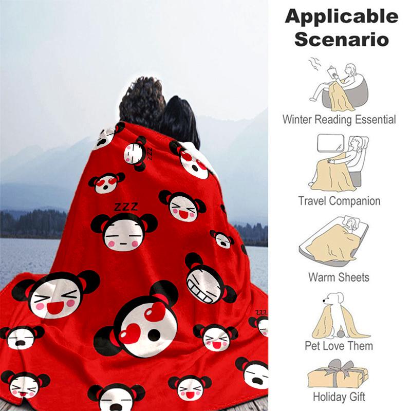 1pc Blanket Pucca1 Print Design, Lightweight Blanket for Sofa, Bed- Soft &Warm, Gift for All Seasons like Christmas, Halloween