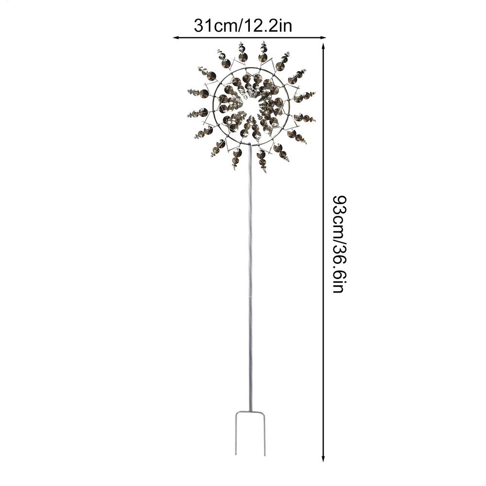 Unique And Magic Metal Windmill Kinetics Art Windcar 3D Wind Powered Kinetics Sculpture Creative 360-degree Rotating Windmill