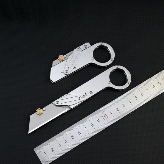 Stainless Steel Folding Cutter Stress Relief Fidget Toy Heavy Duty Pocket Size Cutter Portable Collapsible Cutting Tools
