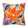 1pc Peach Skin Cushion Cover 2D Flat Print Oil Painting Floral Throw Pillow Case Colorful Flowers for Sofa Living Room Decor