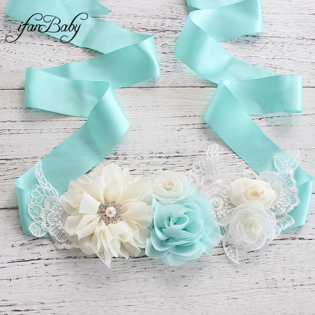 Women's Fashion Flower Wedding Sash Belt PU and Plastic Material for Brides and Girls