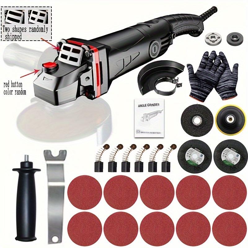 6-Speed Adjustable Angle Grinder + Complete Set of Accessories 4 Meters Long Power Cord 110V American Standard Grinder Grinding Wheel