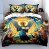 Angelic Depiction With Luminous Scriptures Printed Duvet Cover Set1 Duvet Cover+2 Pillowcasemulti Size Bedroom Bedding Decor