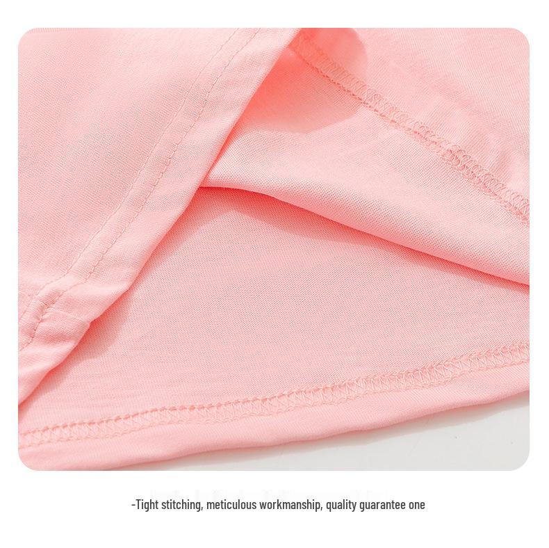 2025 Summer Korean Style Girls' Cotton Ruffle T-Shirt - Round Neck, Short Sleeve, Solid Color, Cute Undershirt.
