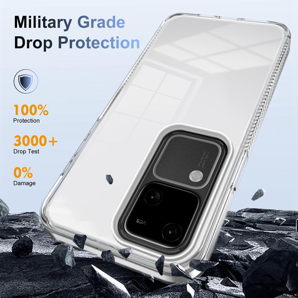 KEYSION Transparent Case for VIVO V30 Pro 5G V30 Soft TPU+PC Anti-slip HD Clear Shockproof Phone Back Cover for VIVO V30 5G