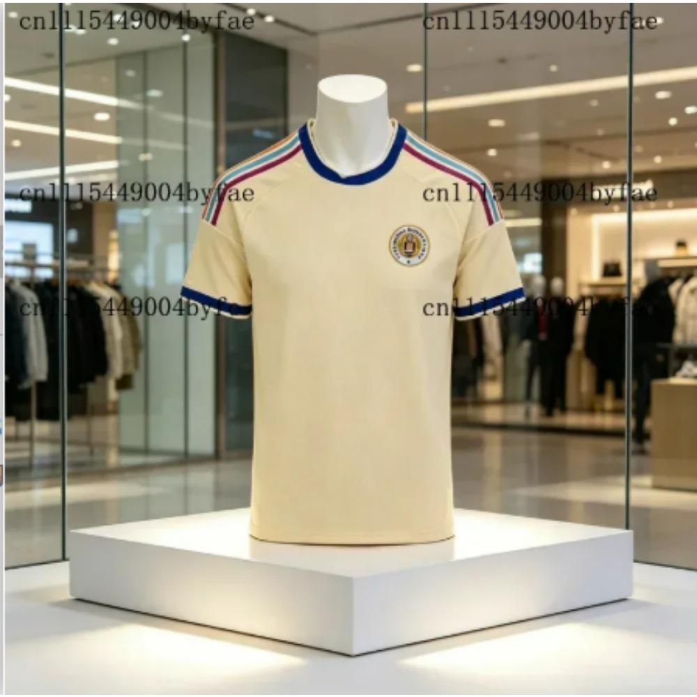 ETST22 2026 Nieuw Heren Fans Federashon Futbol Korsou Curacao Voetbalshirt Ademend Zomer Voetbalshirt Lichtgeel Top Kinder T-shirt M