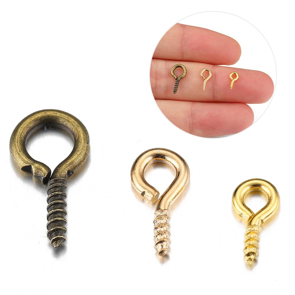 200pcs Small Tiny Mini Eye Pins Eyepins Hooks Eyelets Screw Threaded Clasps Hook for DIY Jewelry Making Findings Wholesale