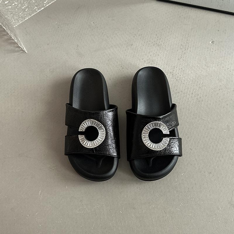 Retro square head with cool slippers women's summer fashion new design sense platform slippers versatile open-toed sandals