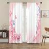 2pcs Pink and Purple Heart-shaped Floral Curtains   Gentle and Romantic Bedroom and Living Room   Decorative with Drawbar Pockets