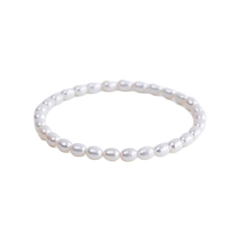 Aurora Freshwater Pearl Bracelet: Rice-Shaped Beads, Versatile Women's Hand Jewelry