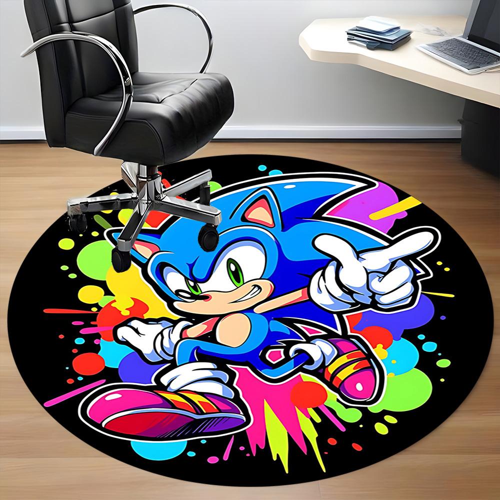 1pc Sonic Colors Office Round Area Rug, Under Office Chairs Bedroom Living Room Home Decor a0926041