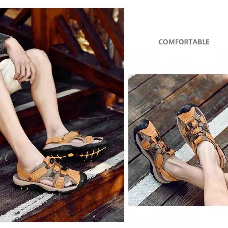 Sandalias casuales hechas a mano de Big Sze para hombre Zapatos de vadeo al aire libre de color caqui Sandalias casuales hechas a mano de Big Sze para hombre Zapatos de vadeo al aire libre de color caqui