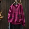 Autumn Cartoon Print Long Sleeve Knit Cotton Sweater for Women
