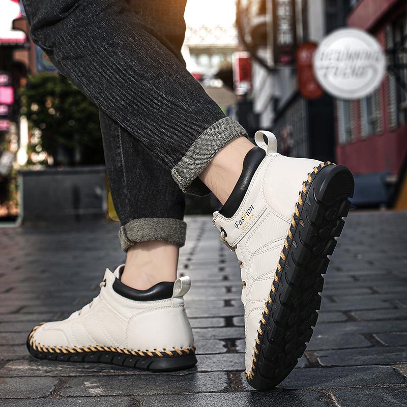 38-48 Leather Casual Men Shoes Design Sneakers Man Breathable Leather Shoes Men Ankle Boots Outdoor