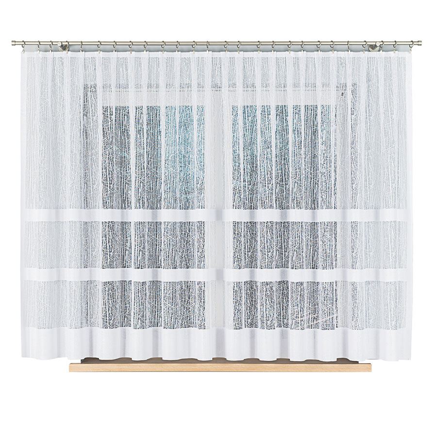 WIKTORIA - Ready-made jacquard curtain with a straight hem - 410x160 cm - white