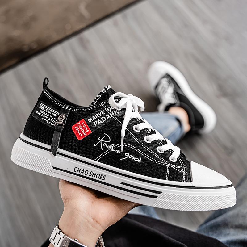 

«Мужские дышащие парусиновые кроссовки 2024 года: Модные повседневные туфли с низким верхом для молодежи. 43