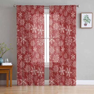 Christmas Snowflake Retro Sheer Curtains Modern Gauze Curtain for Living Room Bedroom Voile Yarn Curtains