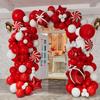 Christmas Balloon Wreath Set with Christmas Red and White Balloon Candy Balloon Gift Box Balloon Christmas Party Decoration