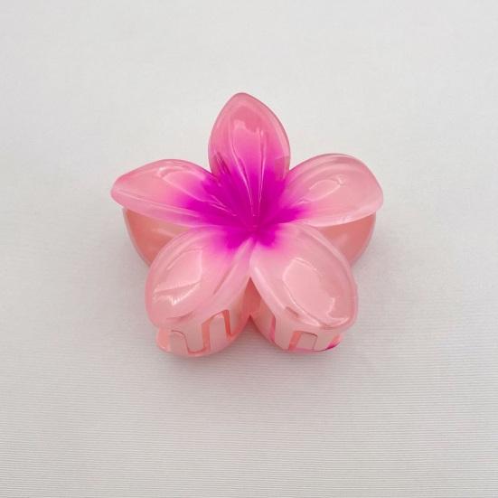 2 Pcs Flower Hair Clips Strong Claw Gradient Contrast Color Plumeria Anti-slip Hair Fixation Decoration Smooth Surface Women Hair Accessory