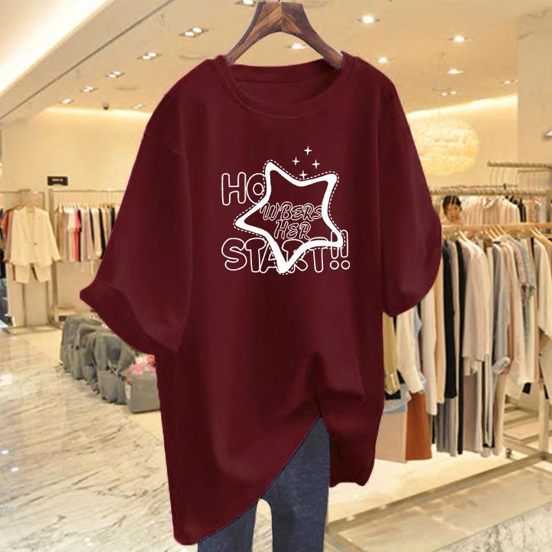 First-line big-name pick-up cotton short-sleeved t-shirt women's Korean version fashion printing versatile casual t-shirt on clothes