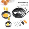 Non-stick Egg Frying Pan with Silicone Handle and Stainless Steel Ring