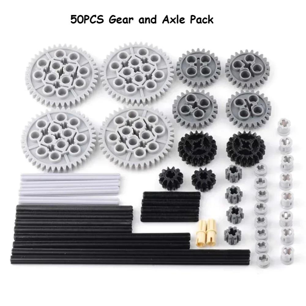 Legoeds-compatible Technical Tracks and Wheels Pack Gears and Axle Set Tank Chain Crawler for 3711 3873 57518 88323 15379 14696