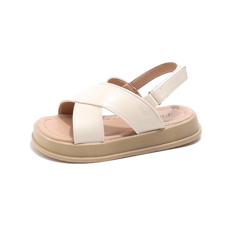 Girls Beach Shoes Open Toes Classic Kids Sandals Soft Sole Soild Color 2025 Summer New Children Casual Flats Non-slip Hook&loop