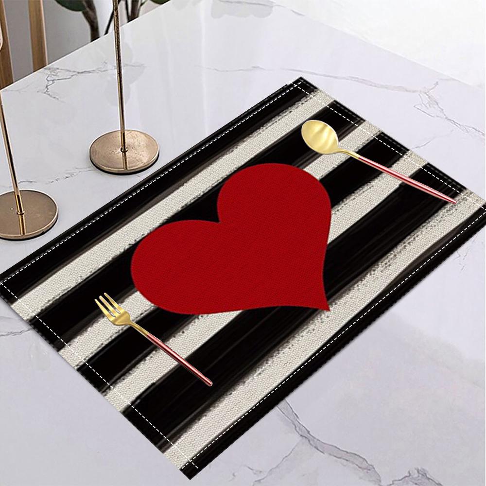 Love Heart Table Mat Heart Pattern Romantic Valentine's Day Placemat for Romantic Date Love Party Valentine's Dinner Home Decor