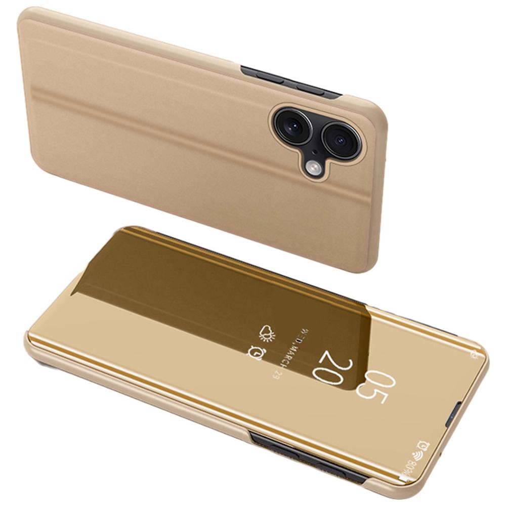 

Для iPhone 16 Чехол Окно просмотра Подставка Кожаный Чехол-книжка для телефона Gold