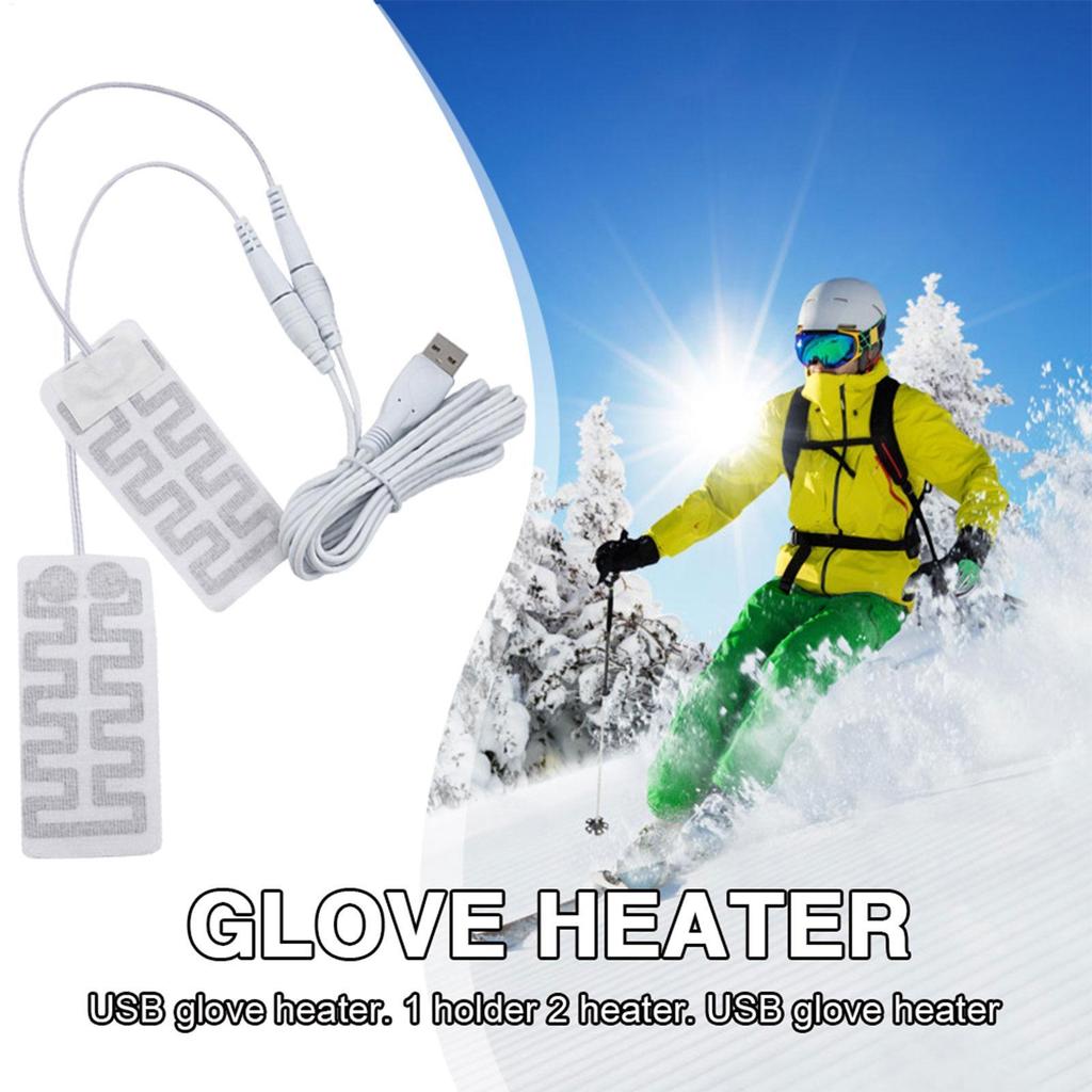 1 Pair Thermal Electric USB Gloves Heater Heated Gloves Carbon Fiber Cloth Skis Mittens Winter Heating Film Pad