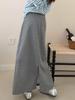 Korean High-Waisted Drawstring Midi Skirt for Women, Early Spring Casual Slimming Fit