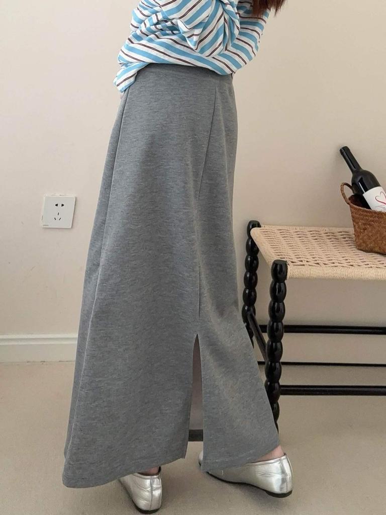 Korean High-Waisted Drawstring Midi Skirt for Women, Early Spring Casual Slimming Fit