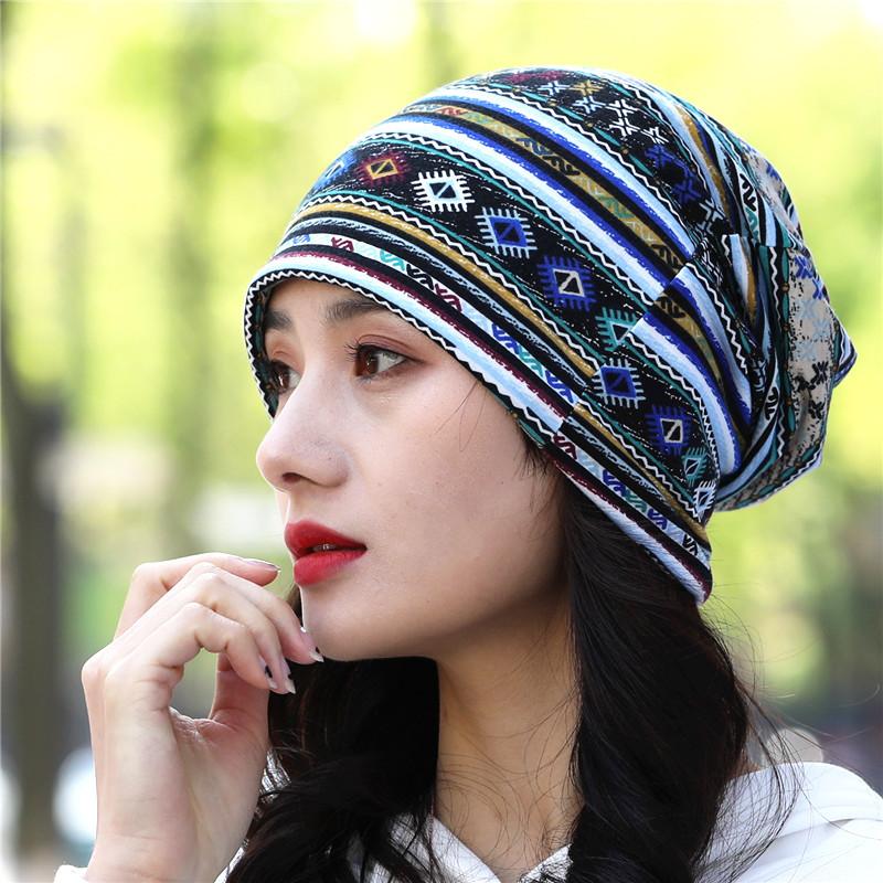 Unisex Beanie Scarf 2-in-1 Ethnic Print Knit Hat with Neck Warmer - Windproof Stretchable Cap for Winter -30°C Cold Proof