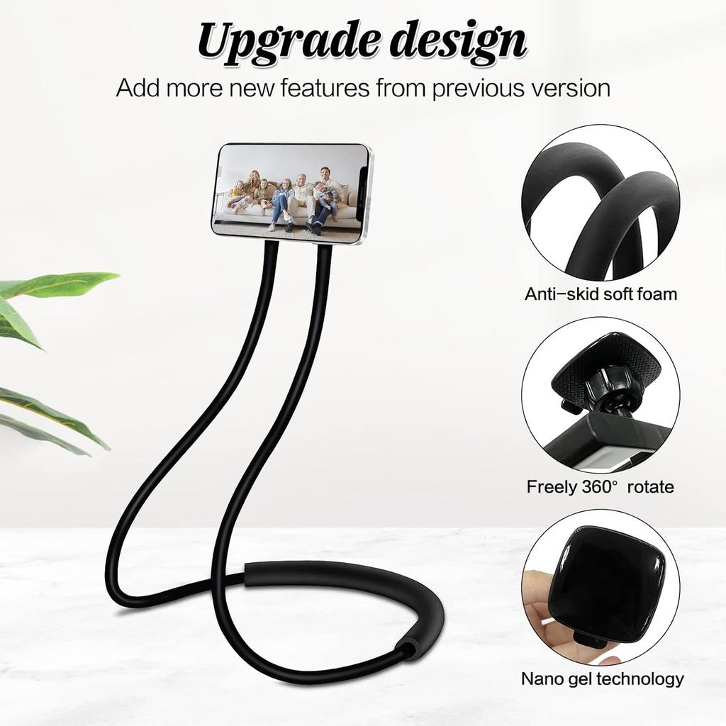 Phone Holder for Bed, Upgraded Neck Phone Holder Lazy Phones Stand 360°Rotation Gooseneck Phone Support Hands Free