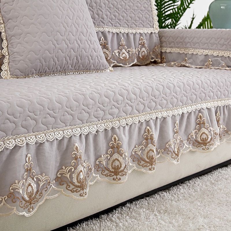 

Подушка для дивана, всесезонная, универсальная, европейская, кружевная, нескользящая, четырехсезонная, чехол для дивана, современная простая тканевая подушка для дивана, шарфа 60*90cm серый