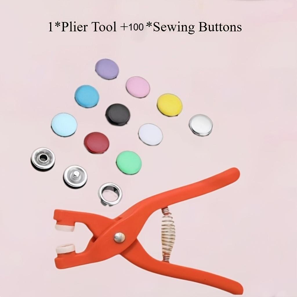 200 Colorful Durable Metal Button Tools Includes Pliers Hand Press Pliers Stainless Steel