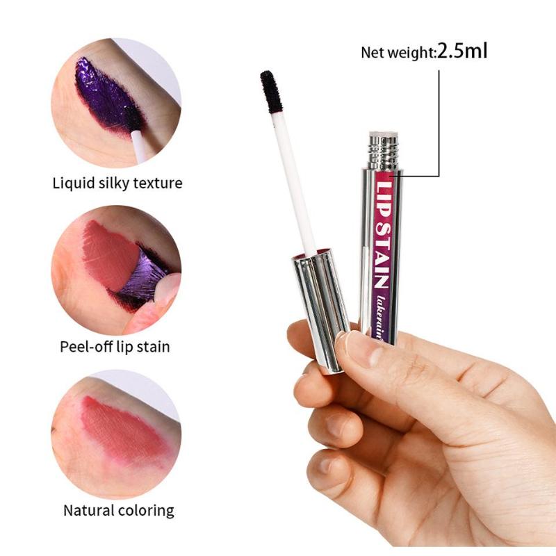 Lucidalabbra Tattoo Peel-Off Tubo Argento Impermeabile Liquido Opaco Tinta Labbra RosaRosato Strappabile Macchia Labbra Non Appiccicoso Asciugatura Rapida Trucco